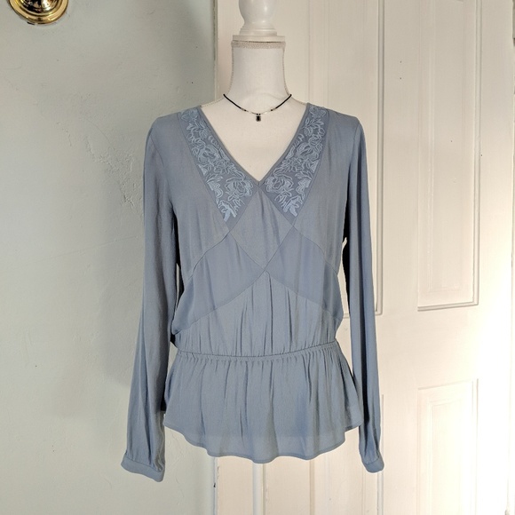 Daniel Rainn Tops - Daniel Rainn Boho Peasant DustyBlue Blouse Medium